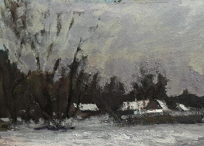 Oil painting After the winter snowstorm by Volodymyr Pashchenko snowy landscape