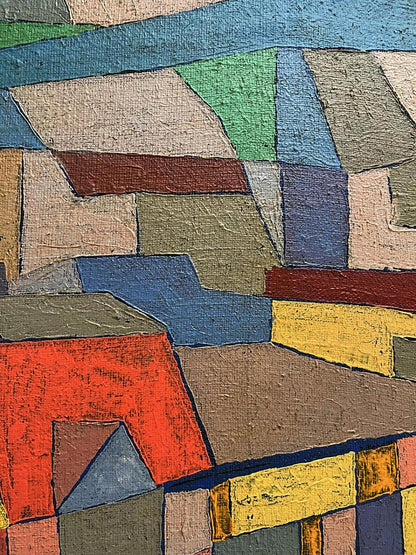 Abstract geometric oil painting Walking the Streets by Serhiy Kovalev