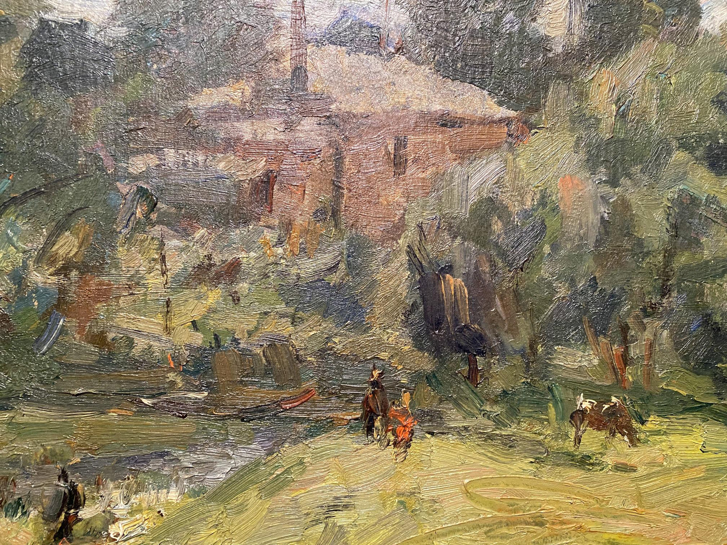 Oil painting Berdichev by Stanislav Petrashevsky rustic village scene
