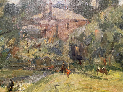 Oil painting Berdichev by Stanislav Petrashevsky rustic village scene