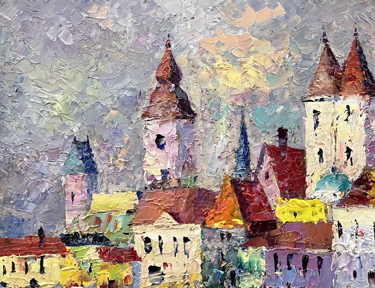 Vibrant impressionist oil painting Reflection of the city’s dynamics by Serhiy Rybak