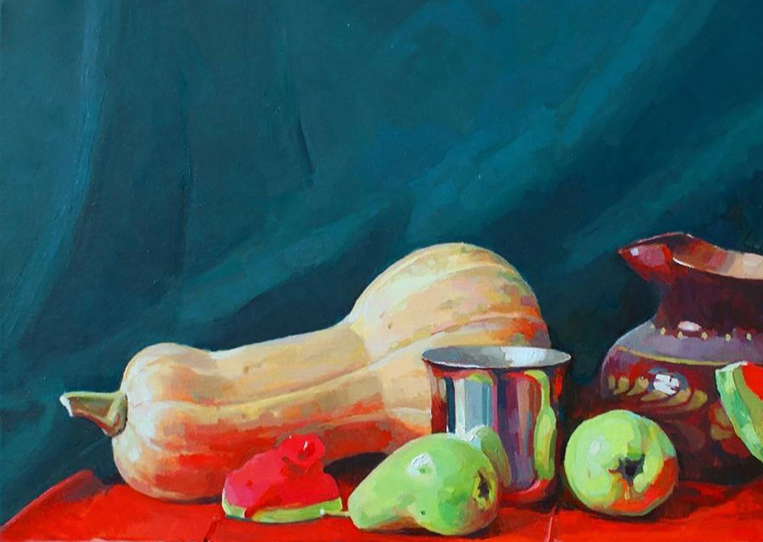 Oil painting of butternut squash by Anastasia Yaroshevich