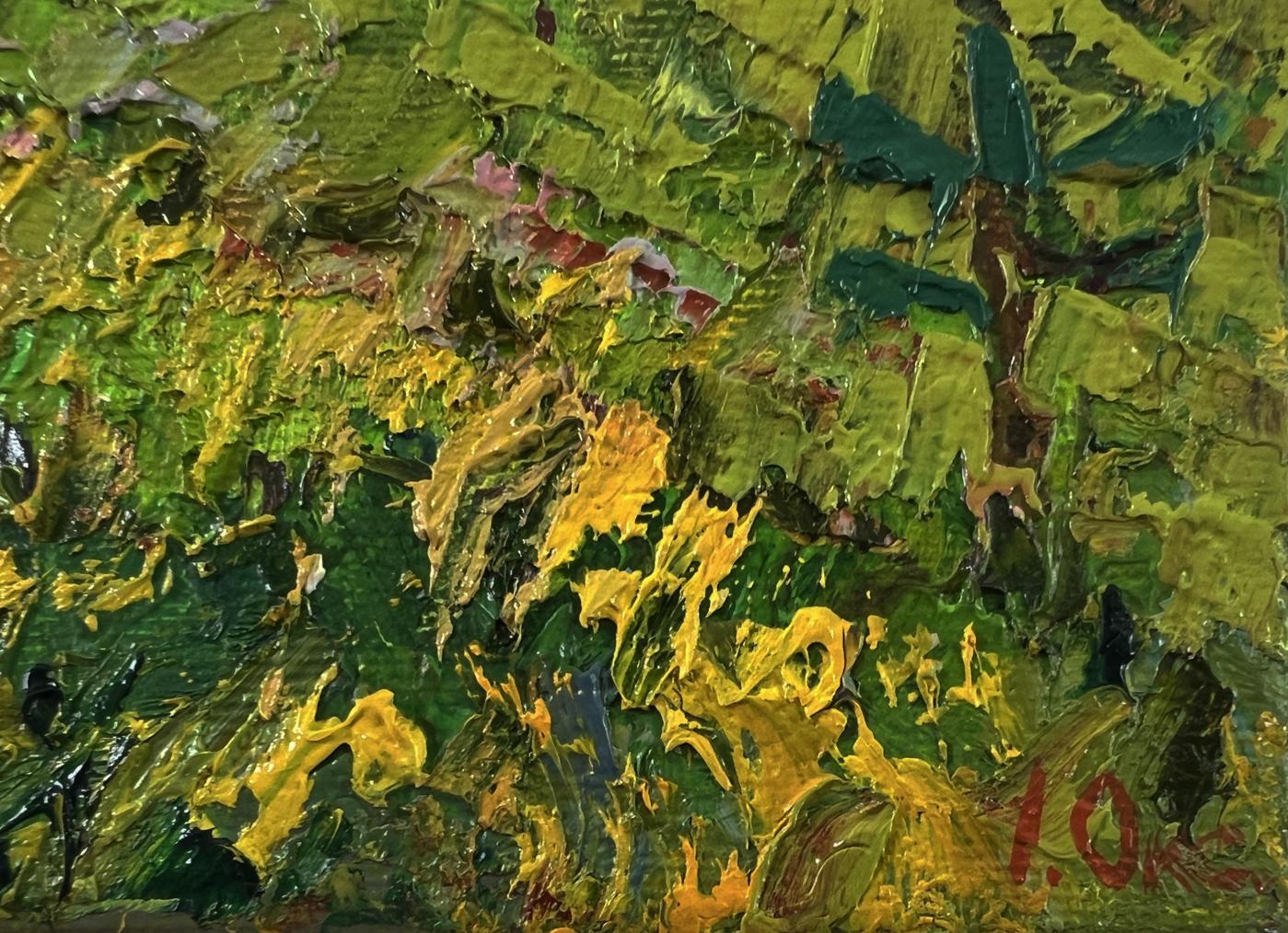 Oil painting Walk through the meadows by Oksana Ivanyuk, vibrant impasto greens
