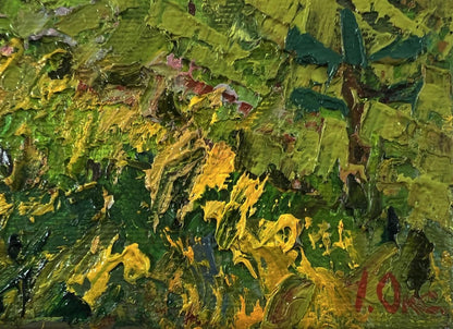 Oil painting Walk through the meadows by Oksana Ivanyuk, vibrant impasto greens