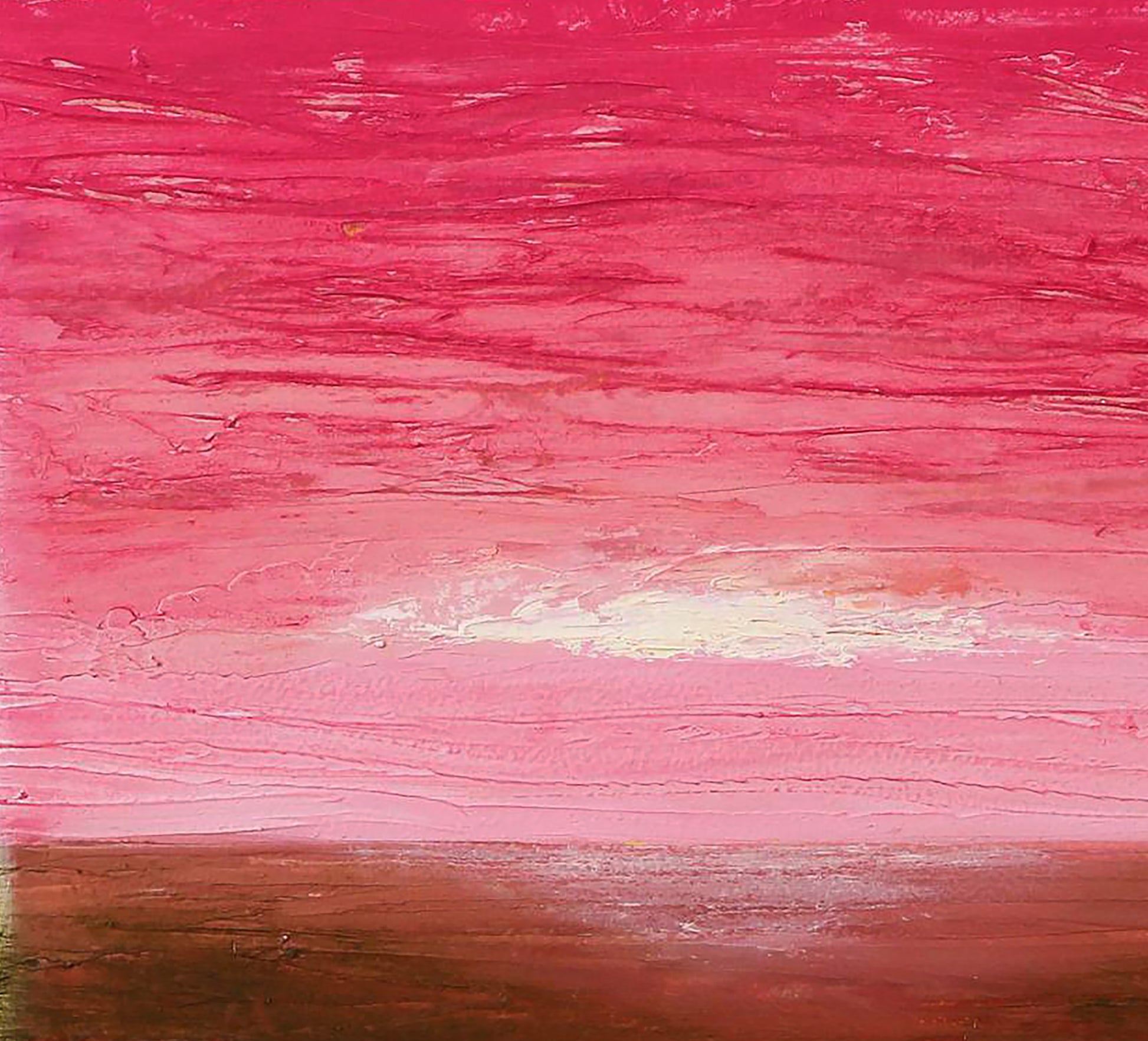 Oil painting Sunrise by Andriy Klishyn with pink brushstrokes and glow