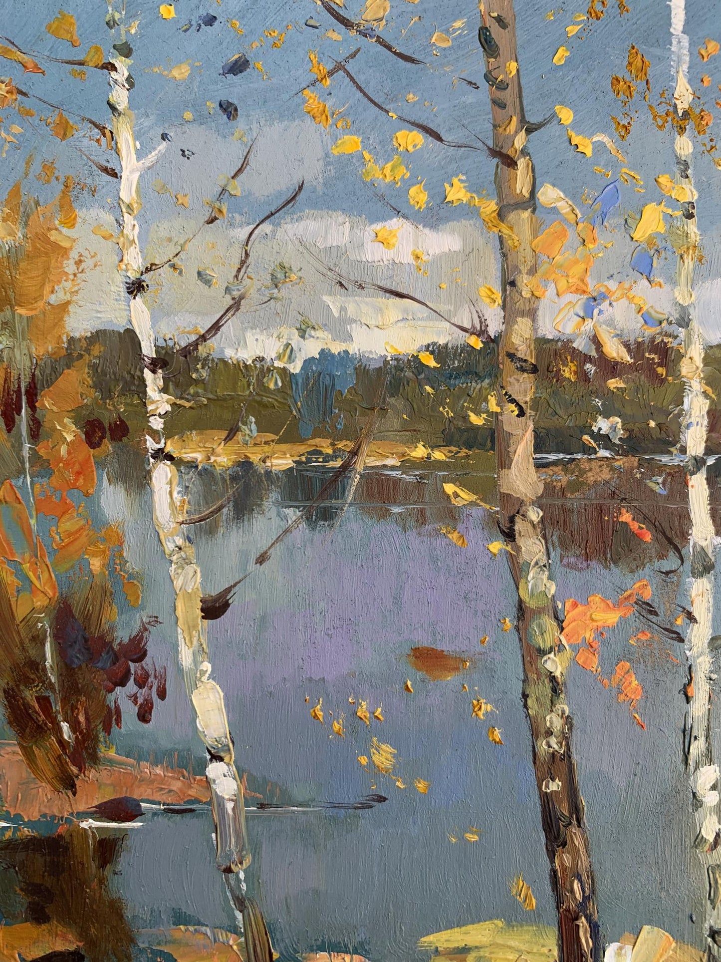 Vibrant oil painting View through the birches by Yuriy Suprunchuk
