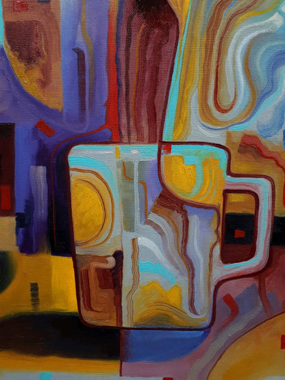 Vibrant oil painting Coffee time by Sergiy Voichenko with colorful mug