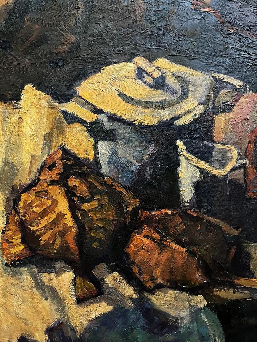 Oil painting Evening Still Life by Oleksandr Andreev: yellowish teapot