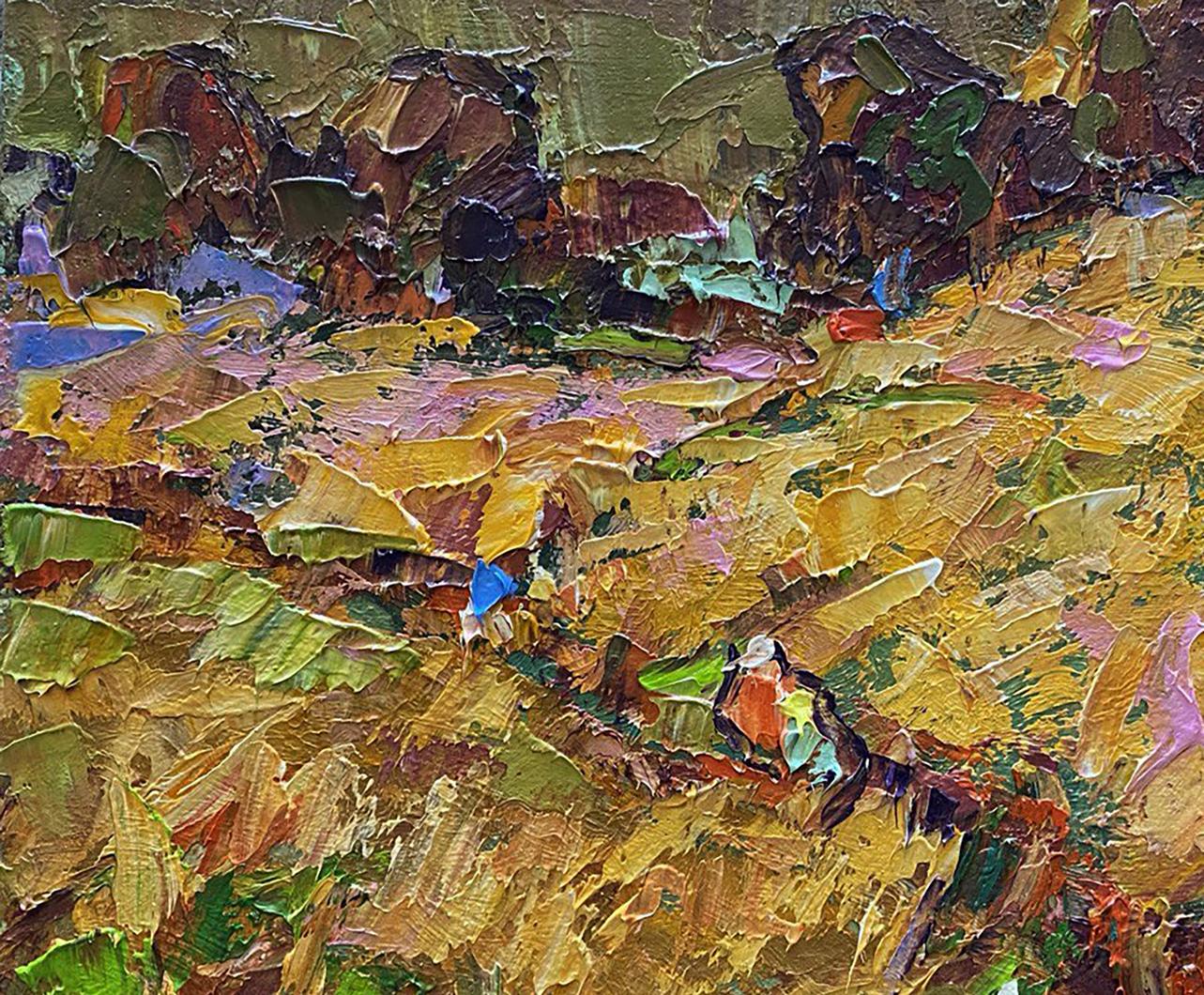 Oil painting Evening rays by Oleksiy Ivanyuk vibrant impasto landscape
