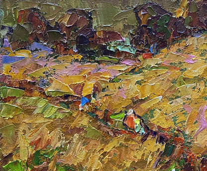 Oil painting Evening rays by Oleksiy Ivanyuk vibrant impasto landscape