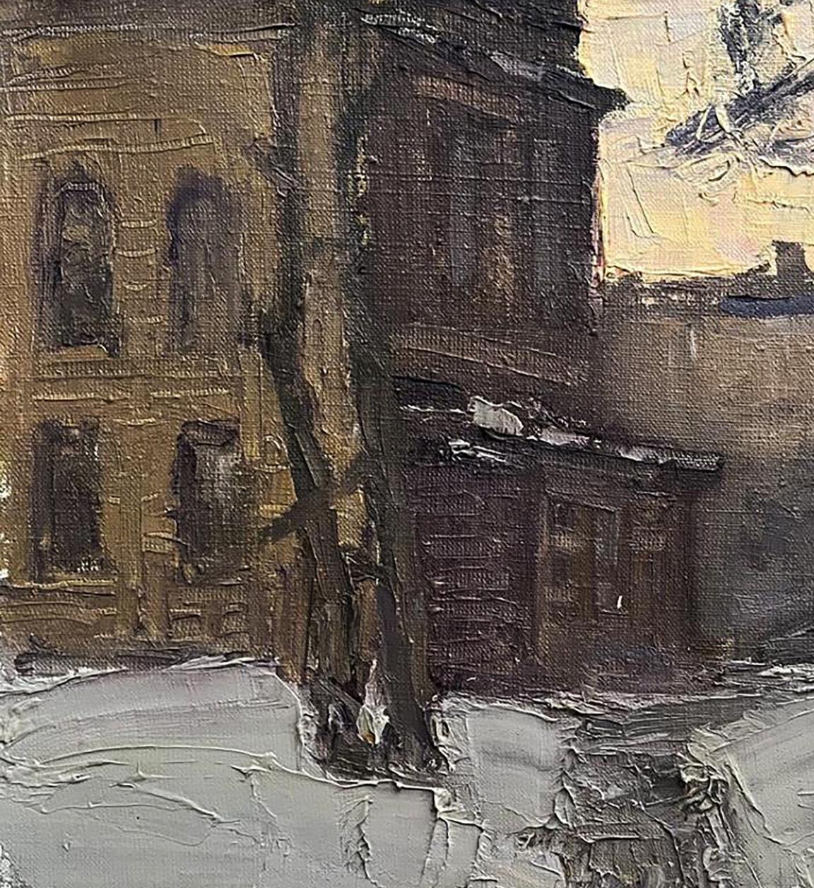 Textured oil painting of Winter evening by Volodymyr Pashchenko