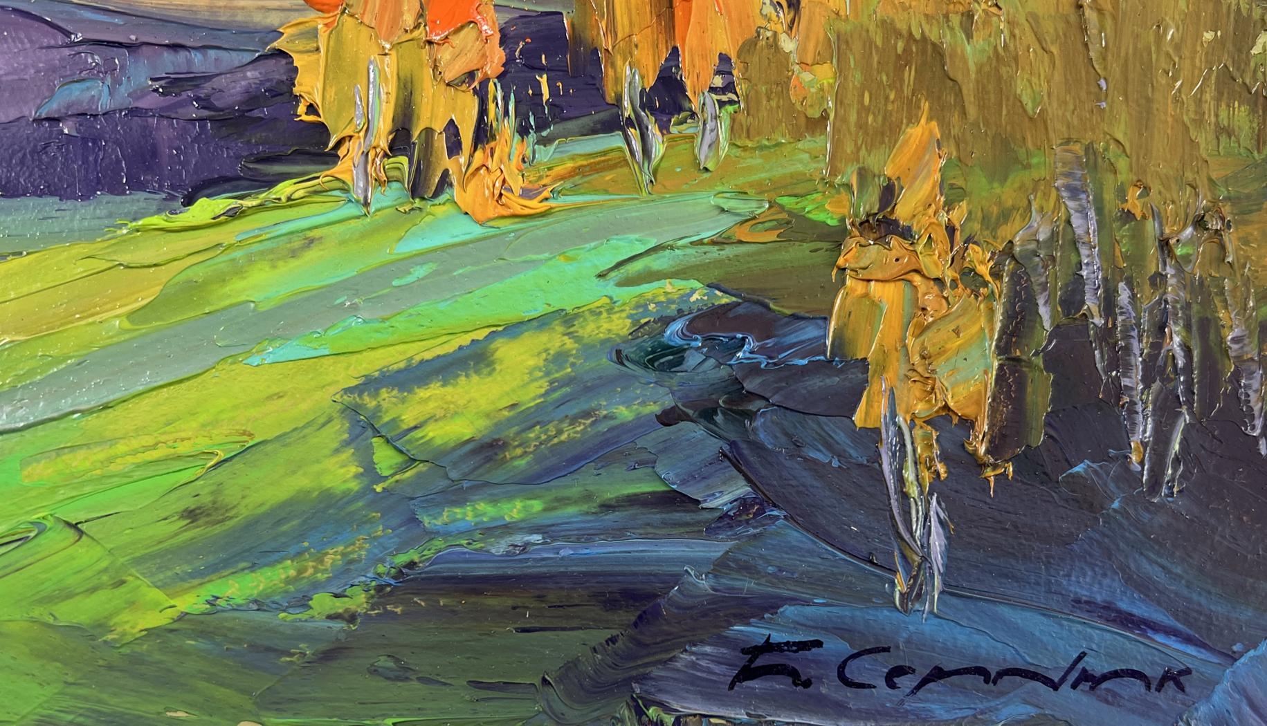 Vibrant impressionist oil painting When the evening sun gilded the silence by Boris Serdyuk