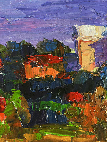 Vibrant impressionist oil painting The Distant Temple by Boris Serdyuk
