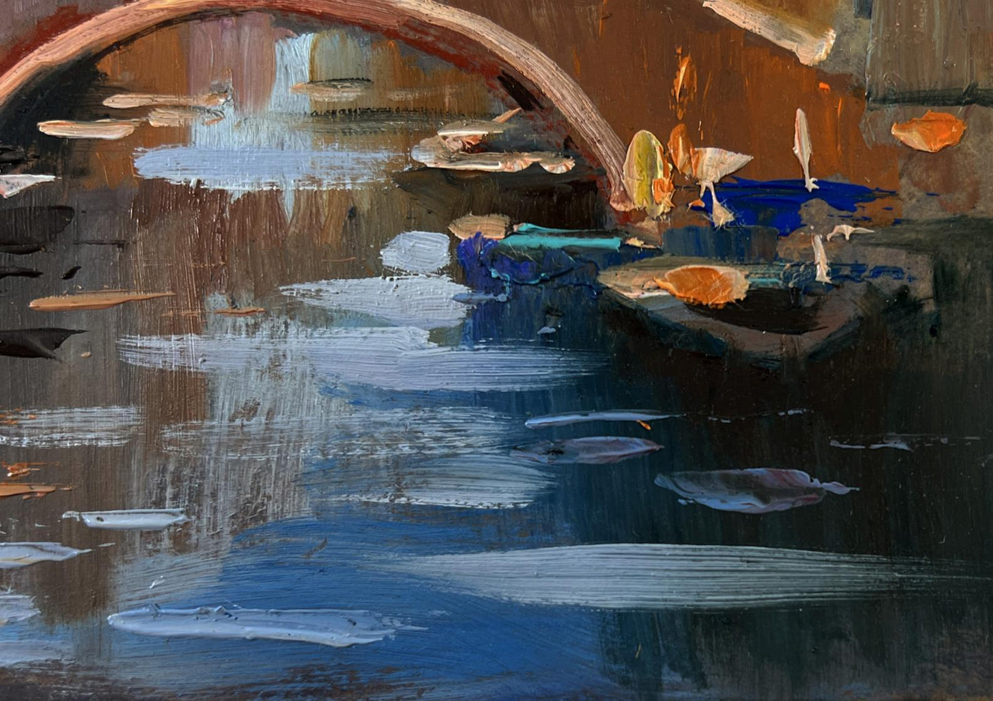 Oil painting of textured City Central Bridge by Yuriy Suprunchuk