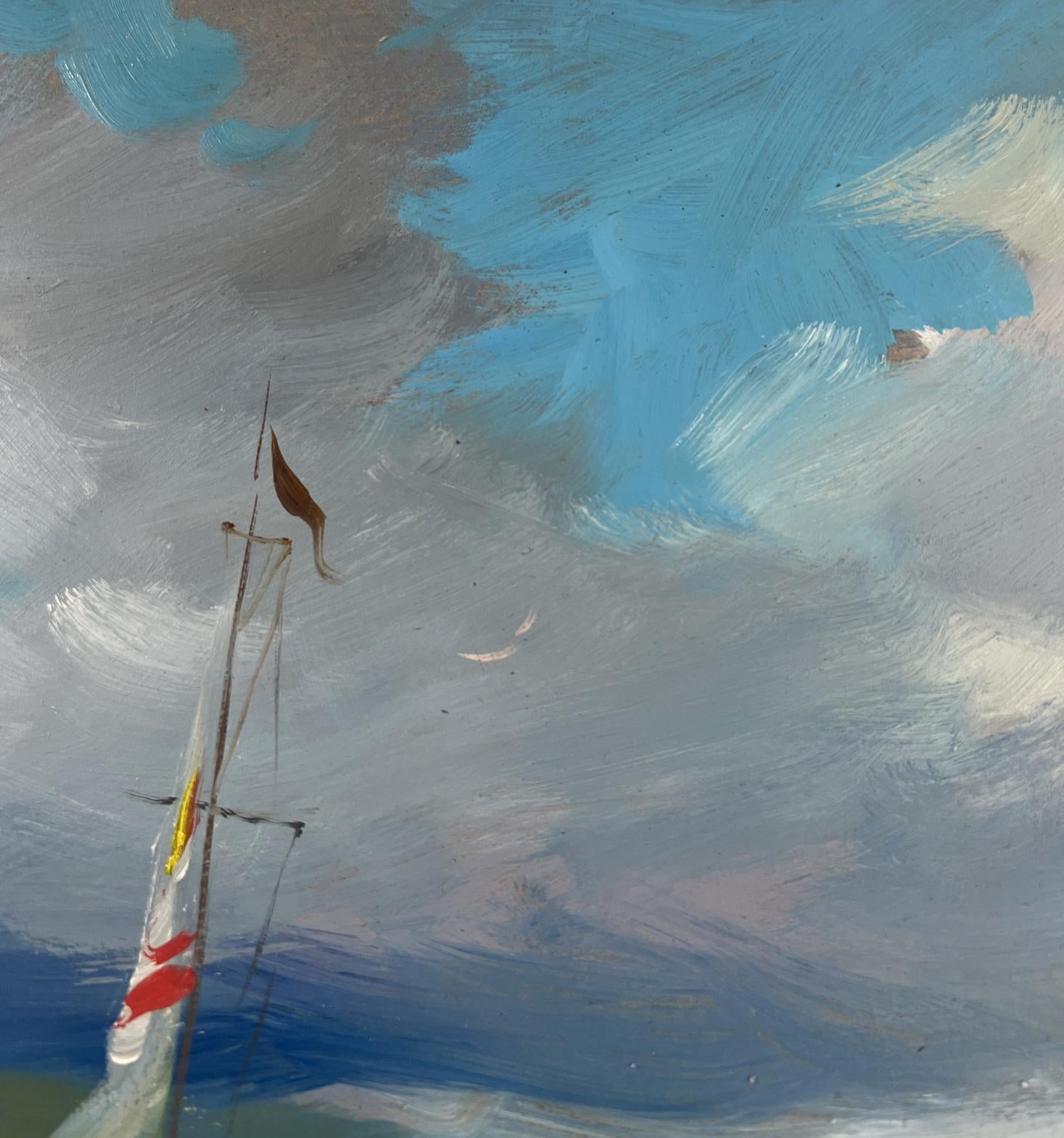 Oil painting of sailboat on sea waves by Yuriy Suprunchuk