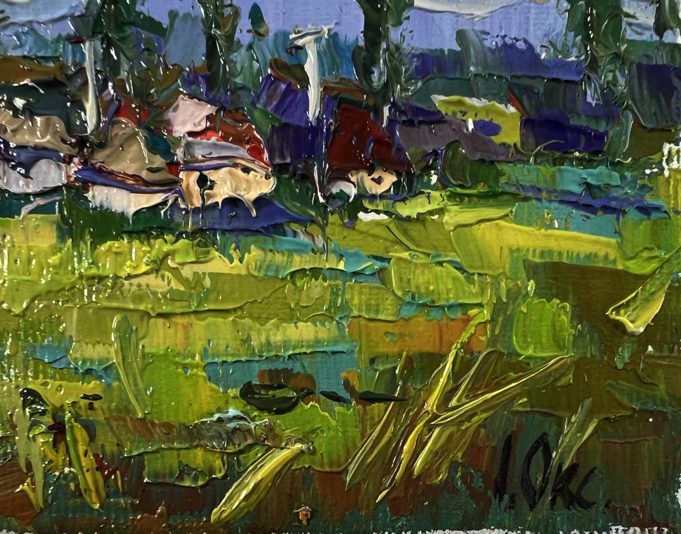 Oil painting Clouds over the village by Oksana Ivanyuk impressionist landscape
