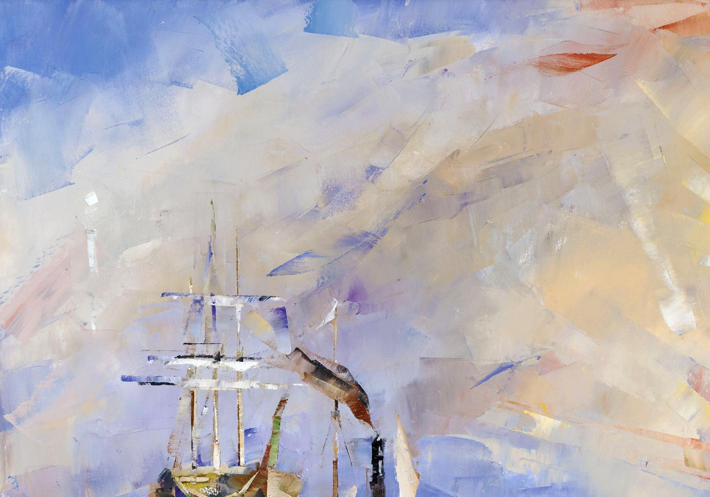 Oil painting Shining by Volodymyr Gluhomanyuk, tall ship in swirling sky