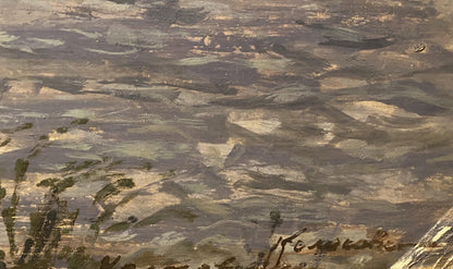 Textured impressionistic oil painting of Dnieper near Zaporozhye by Georgy Kolosovsky