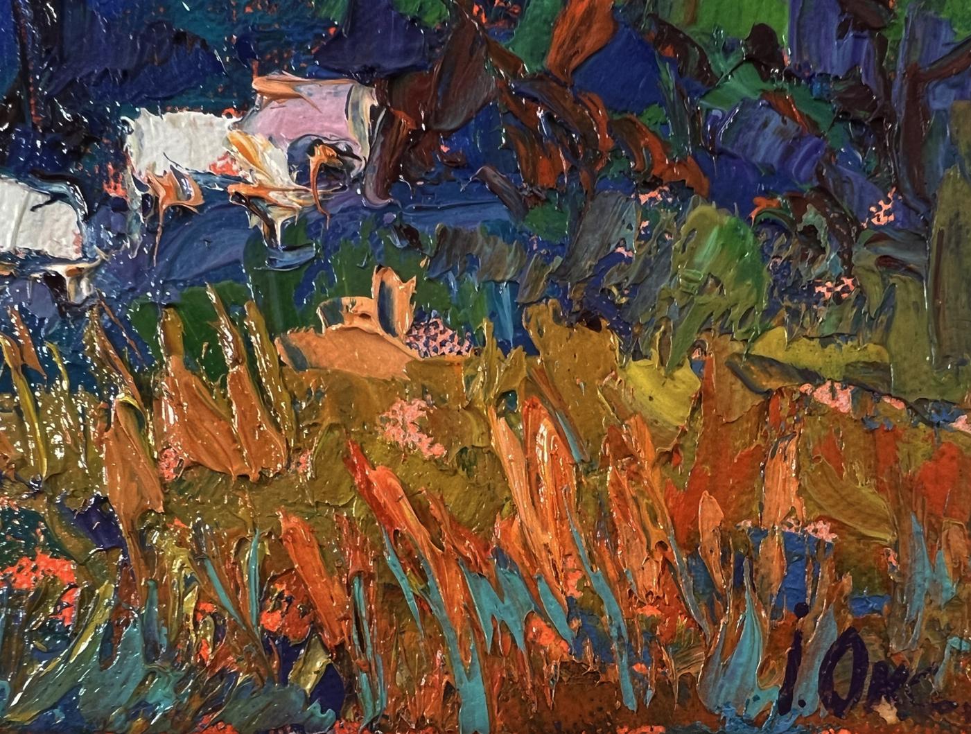 Vibrant impressionist oil painting Forest evening by Oksana Ivanyuk