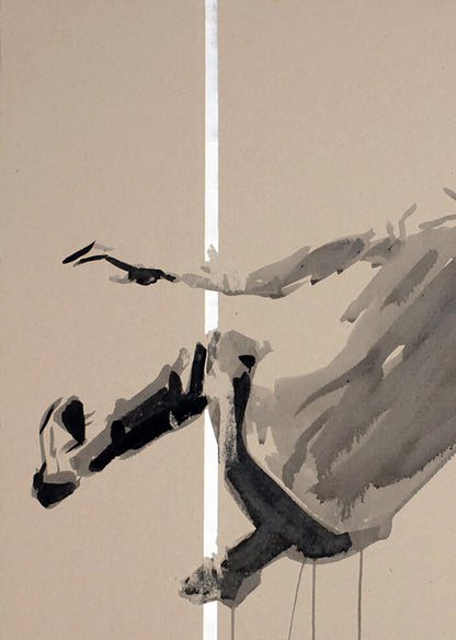 Abstract watercolor figure in motion, A Fall Jump series by Dima Filatov