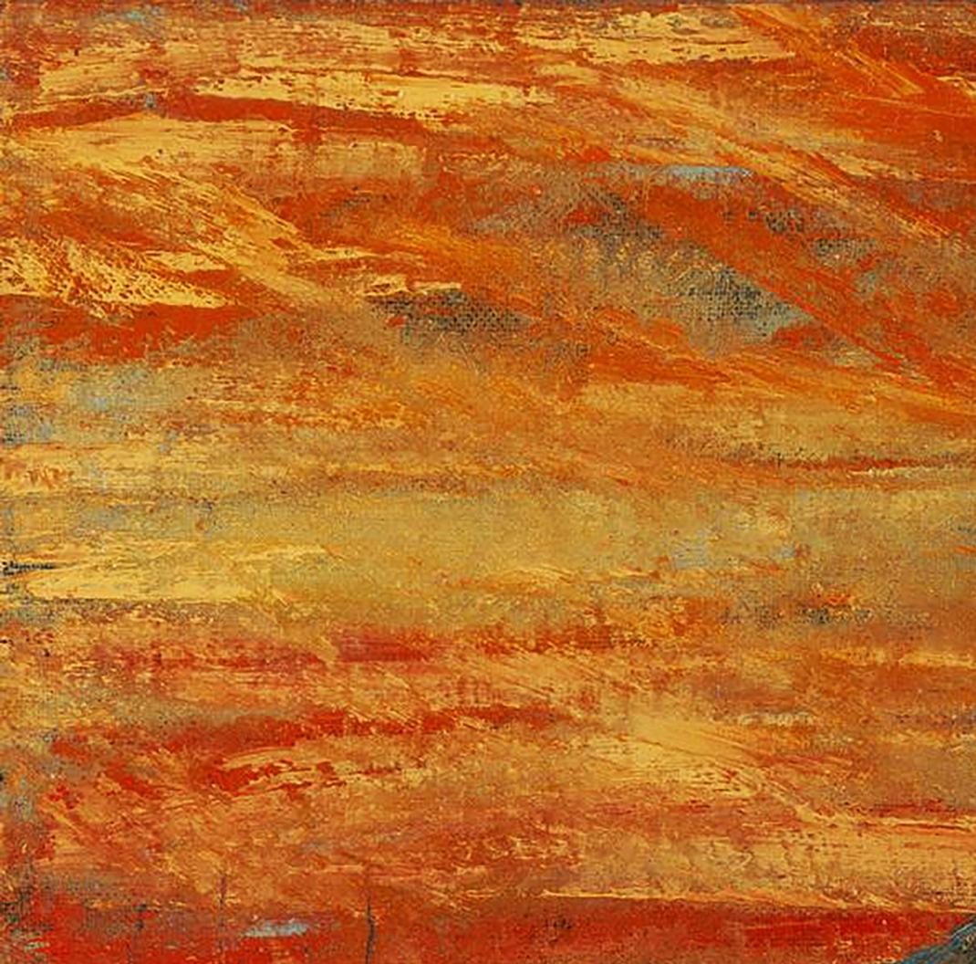 Oil painting Sea voyage by Serhiy Kovalev with orange yellow brushstrokes