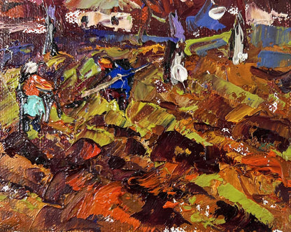 Vibrant Oleksiy Ivanyuk oil painting Waking garden beds in autumn hues