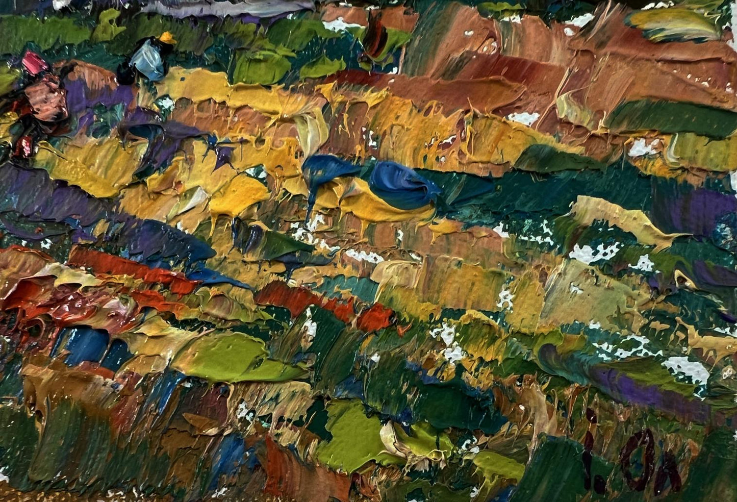 Oil painting Plowing a summer field by Oleksiy Ivanyuk vibrant impasto