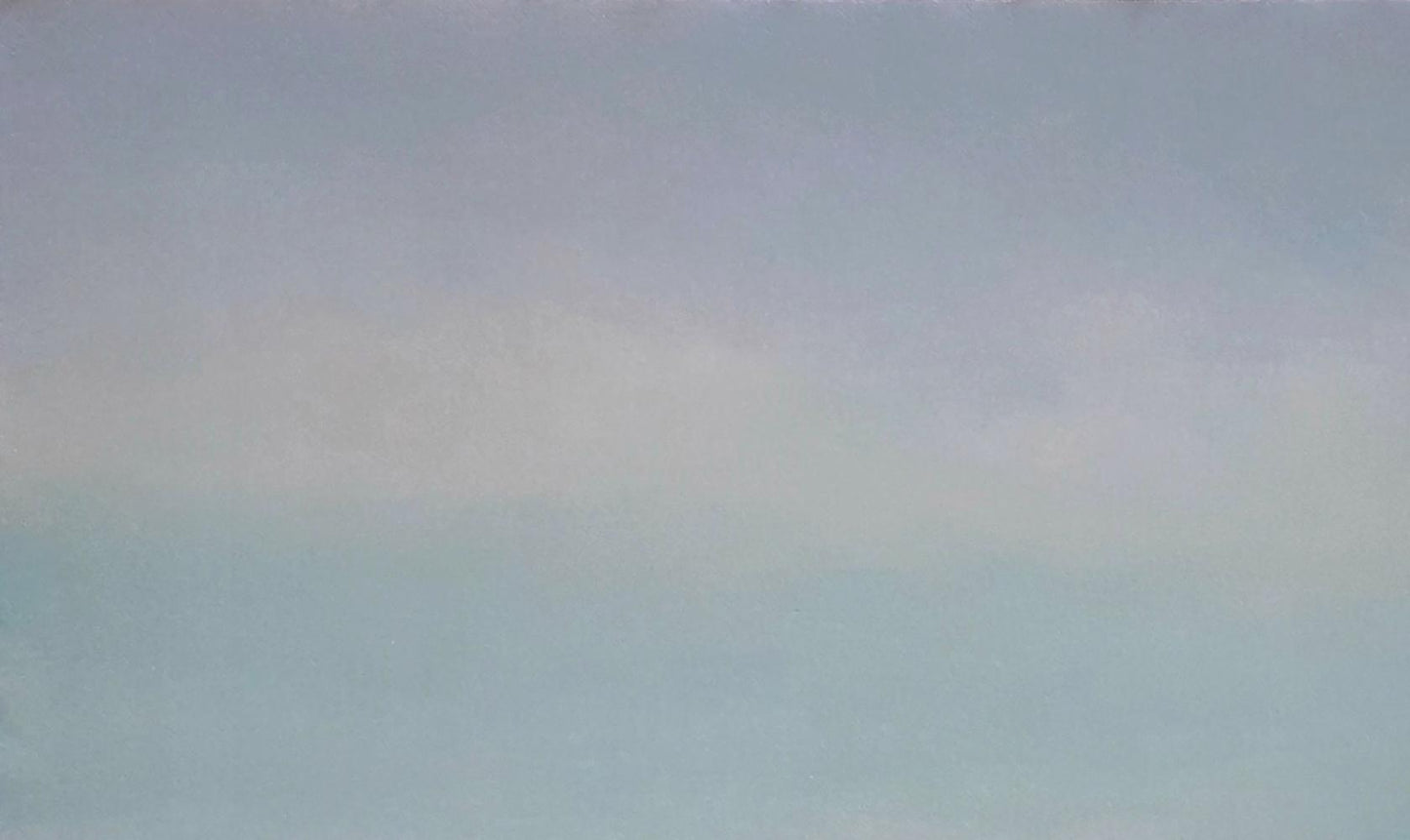 Oil painting Dawn of the river by Vasily Korkishko with gradient sky