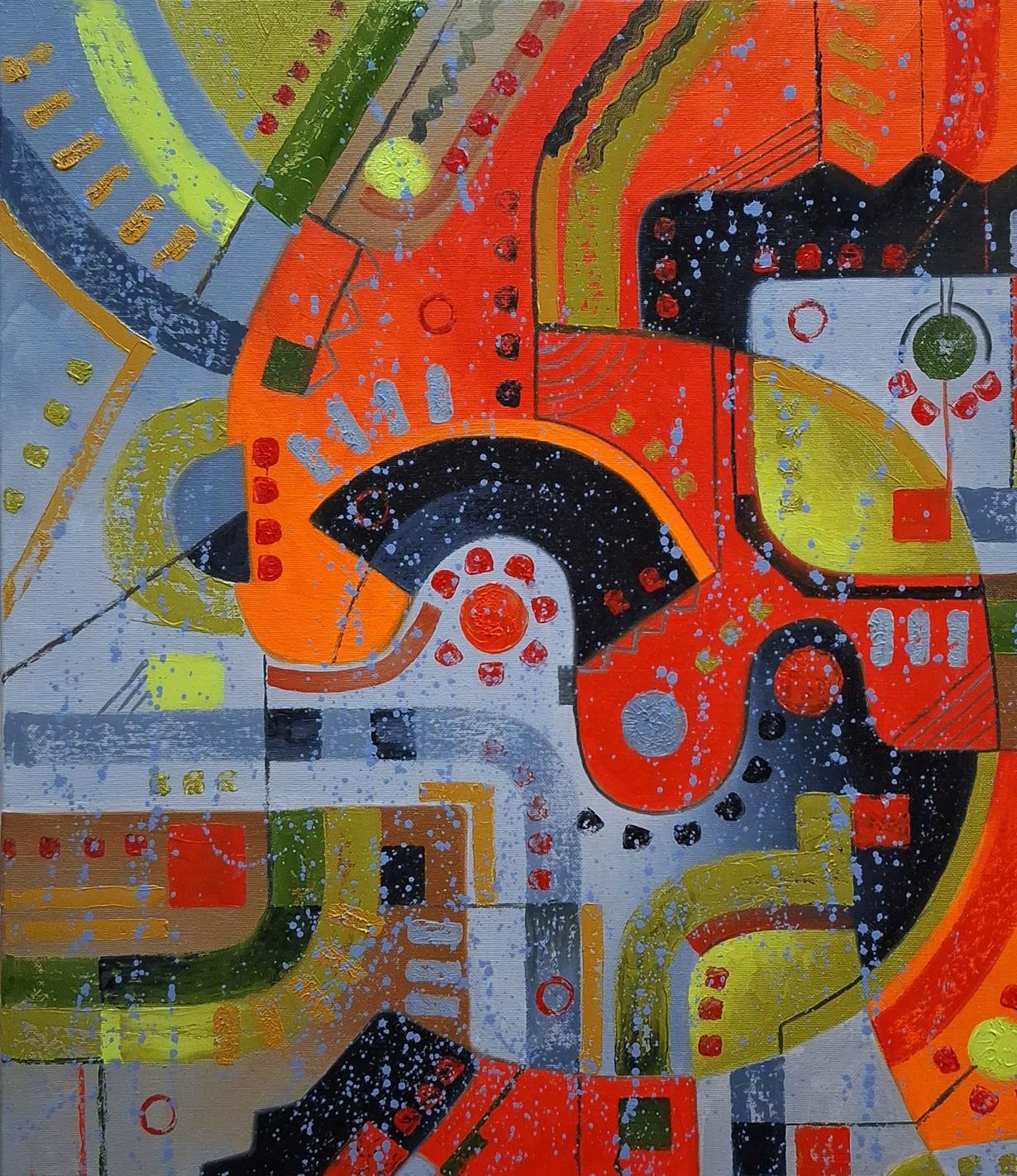 Vibrant abstract oil painting A Walk Around the City by Sergiy Voichenko