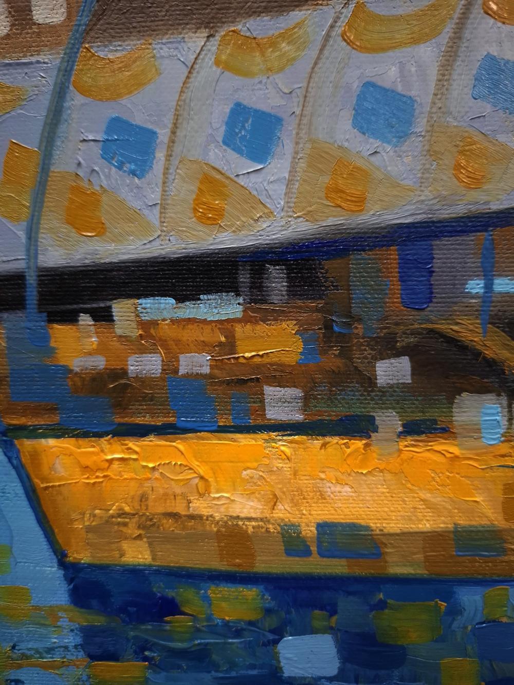 Oil painting of sailboats on a sunny day by Sergiy Voichenko