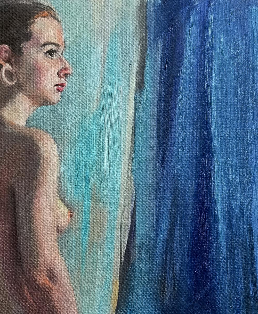 Soft pastel oil painting Morning portrait of female figure by Oksana Osnach