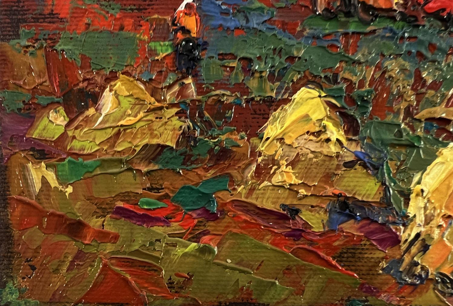 Vibrant impressionist oil painting In the Morning in the Field by Oksana Ivanyuk