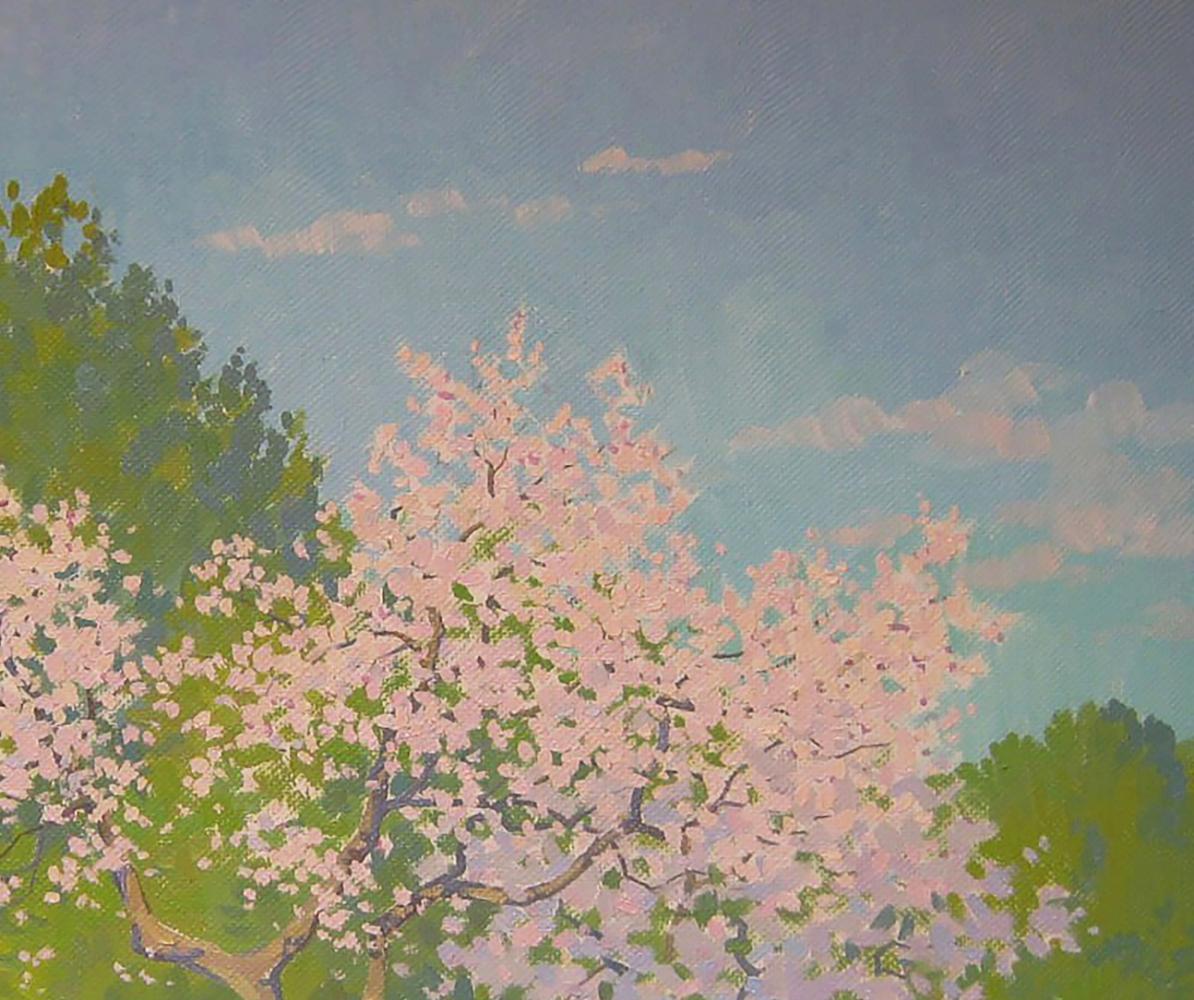 Oil painting of blooming cherry tree by Valery Savenets