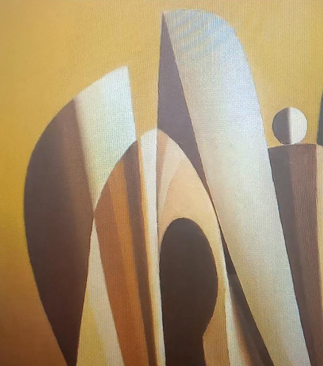 Oil painting Yellow sculpture by Alexander Strashevich, abstract geometric shapes