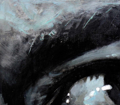 Oil painting Ilon Ed Potapenkov with bold black gray teal brushstrokes
