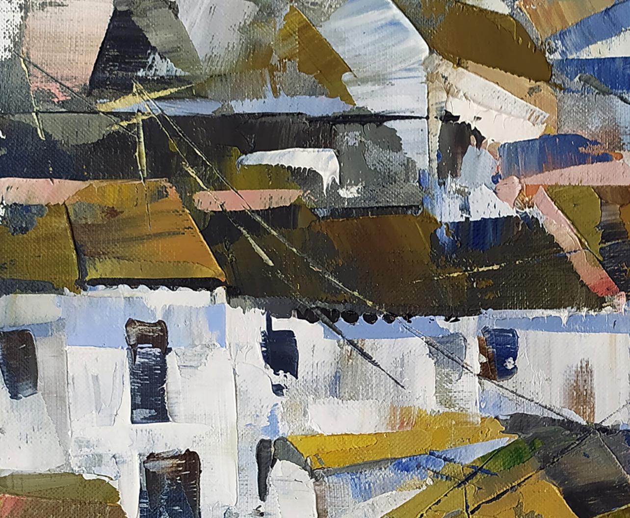 Abstract oil painting of Mirror street by Volodymyr Gluhomanyuk