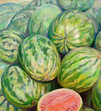 Oil painting of vibrant watermelons by Leonid Pavlenko