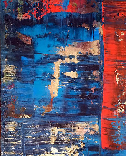 Acrylic painting Pleasure by Olga Melezhik: bold blue red brushstrokes