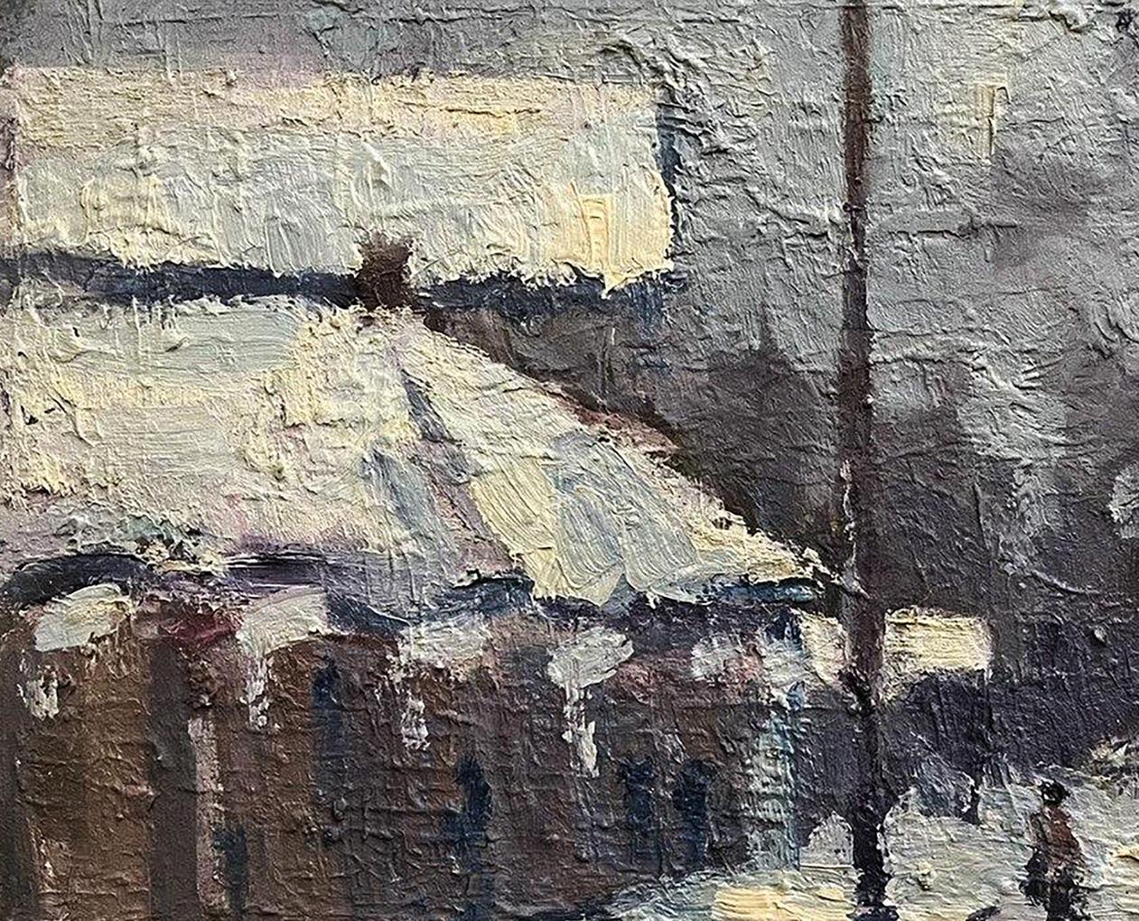 Oil painting Sunday Volodymyr Pashchenko snowy street impasto scene
