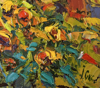 Vibrant impressionist oil painting Yellow song of summer by Oksana Ivanyuk