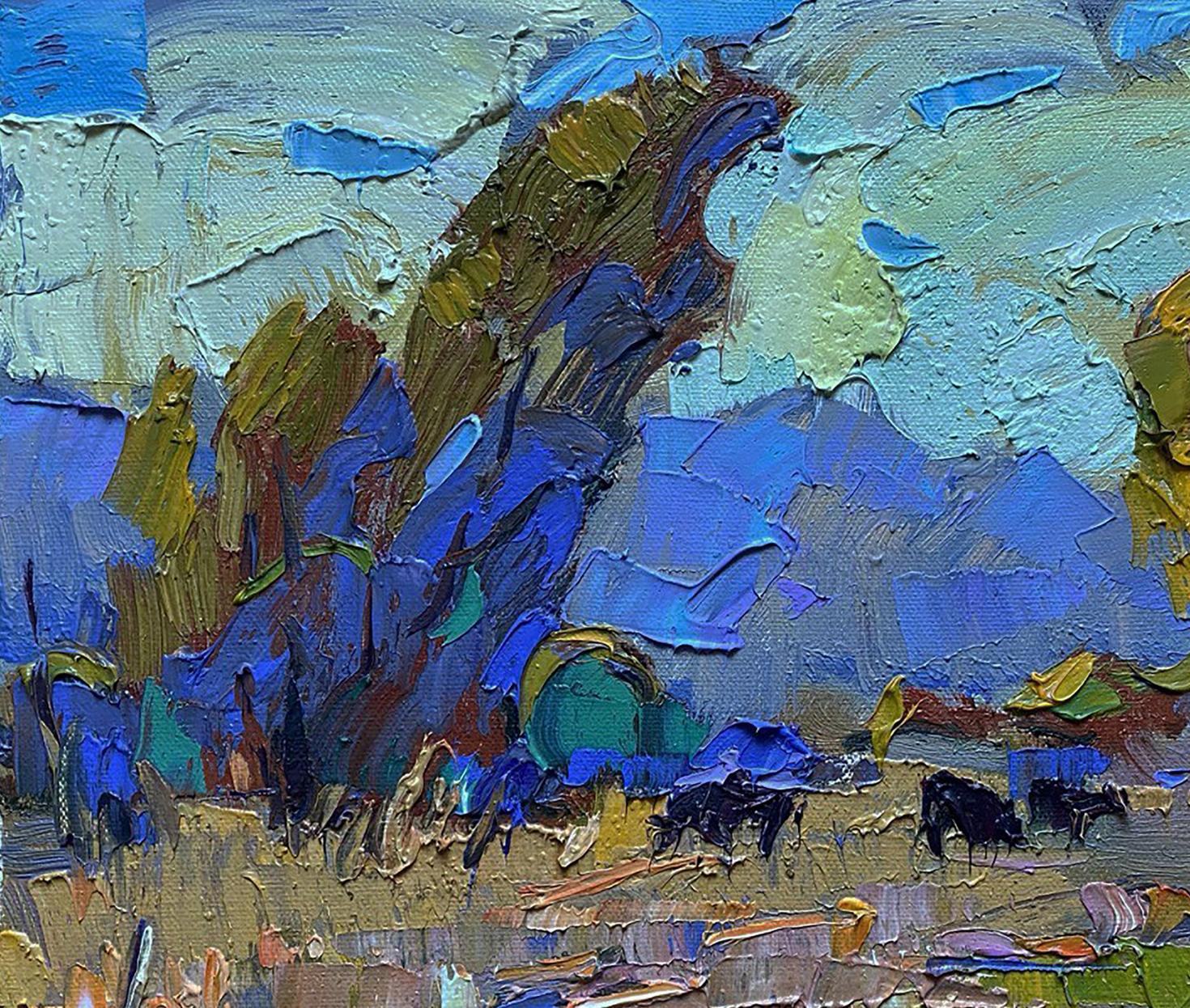 Impasto landscape oil painting A cold breeze blew by Oleksiy Ivanyuk
