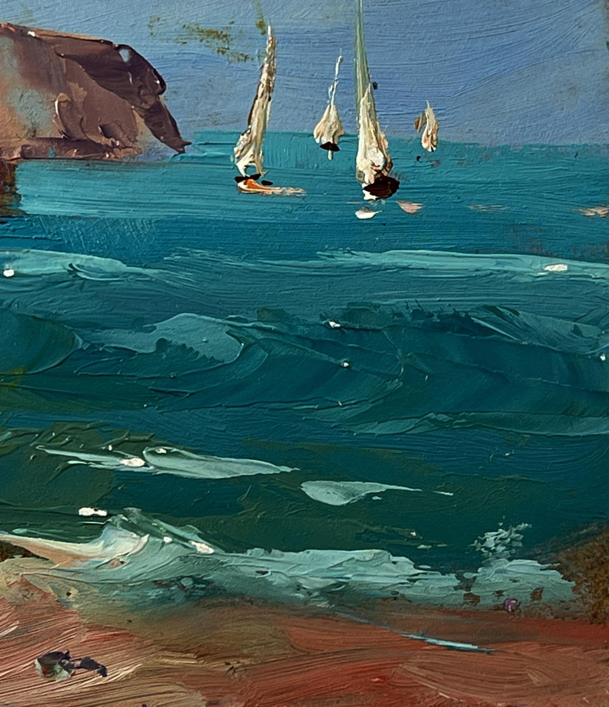 Impressionistic oil painting Sea with ships by Yuriy Suprunchuk
