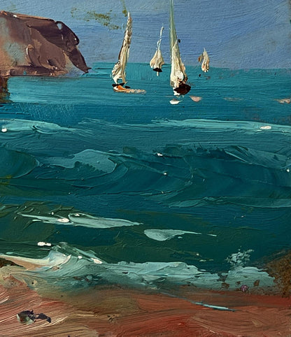 Impressionistic oil painting Sea with ships by Yuriy Suprunchuk