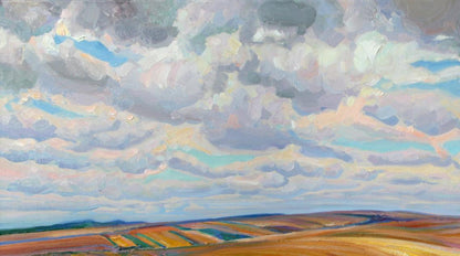 Oil painting Endless distances by Leonid Pavlenko, vibrant countryside scene