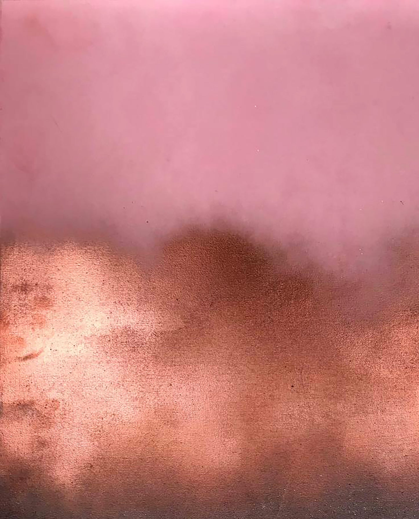 Morning fog textured gradient artwork in soft pink to copper bronze tones
