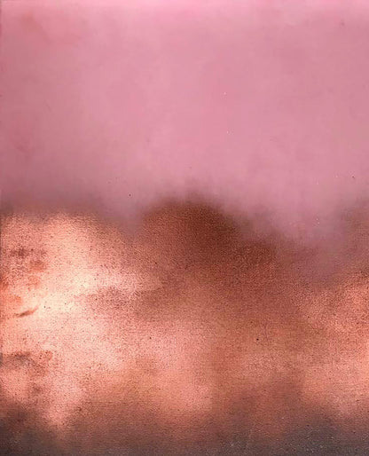Morning fog textured gradient artwork in soft pink to copper bronze tones