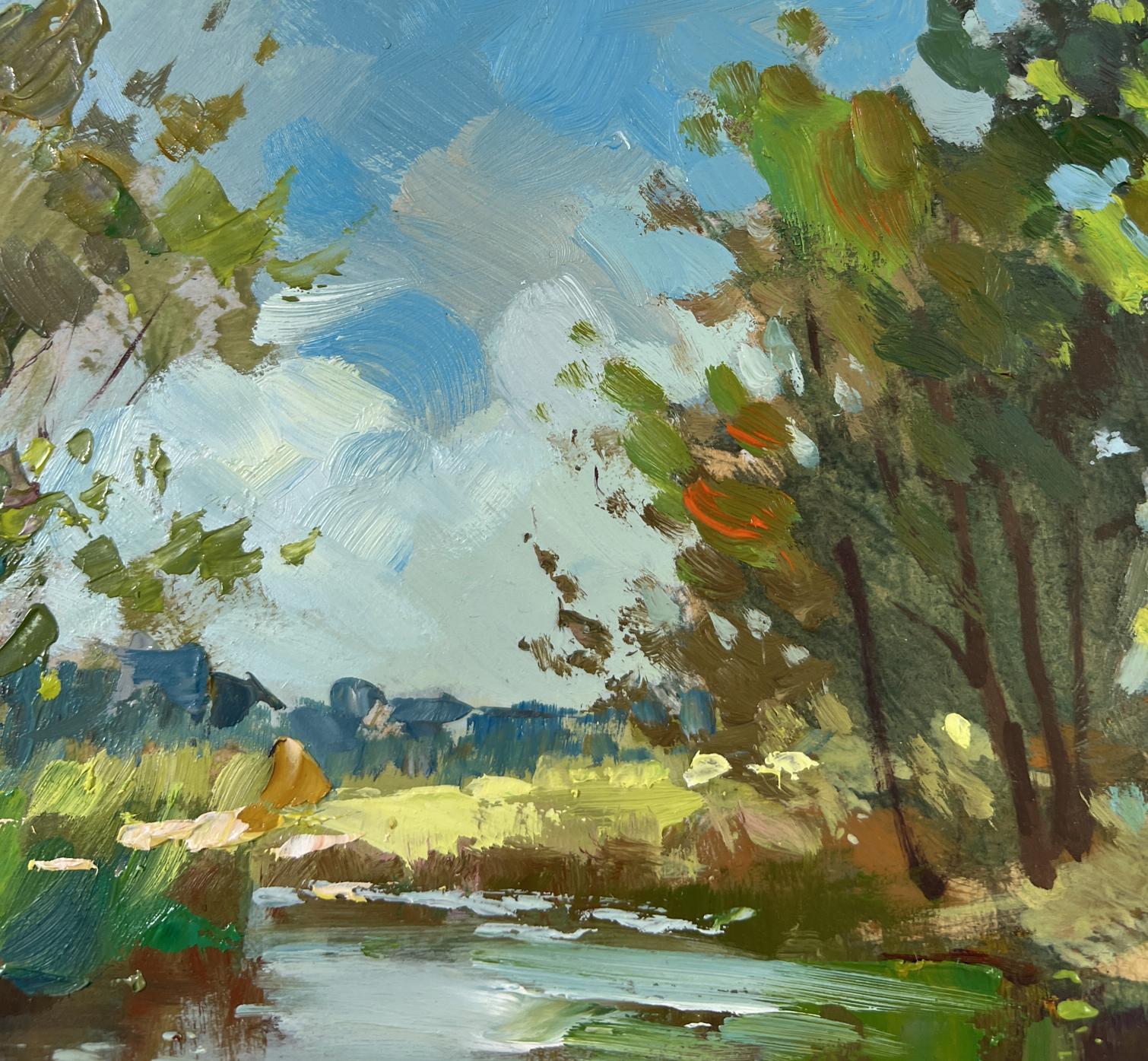 Vibrant impressionist oil painting Quiet forest river by Yuriy Suprunchuk