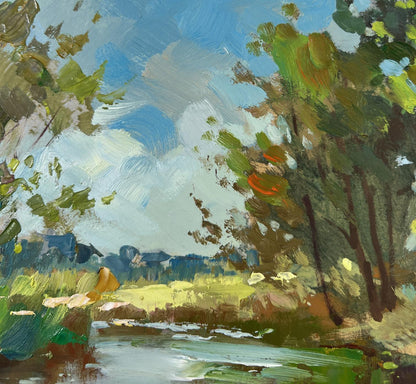 Vibrant impressionist oil painting Quiet forest river by Yuriy Suprunchuk