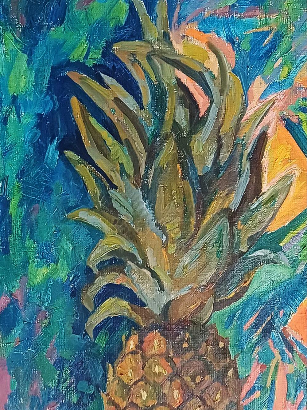 Oil painting Still life with pineapple by Tatyana Shulyak