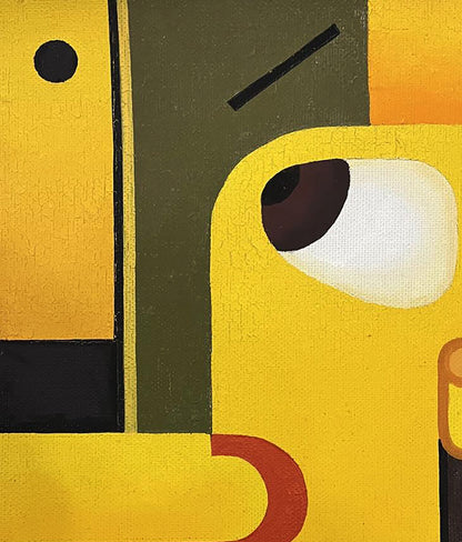 Vibrant abstract oil painting Thoughts on spices by Ihor Safonov with yellow green black geometric shapes